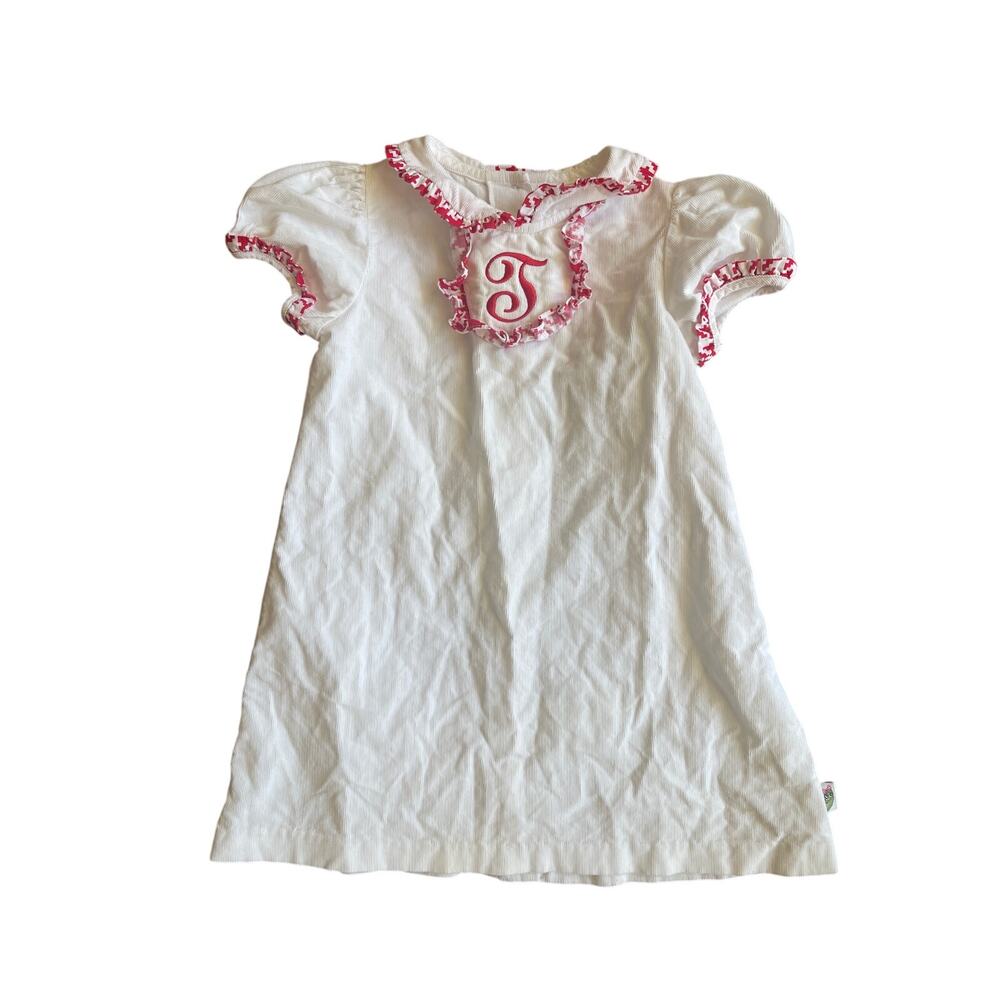 Girls size 5 Posh Pickle Letter T Monogram Red and White Dress
